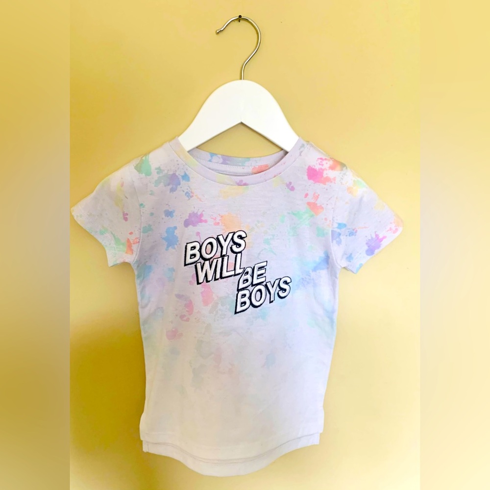River Island Baby Boys White Splat 'Boys Will Be Boys' Print T-Shirt